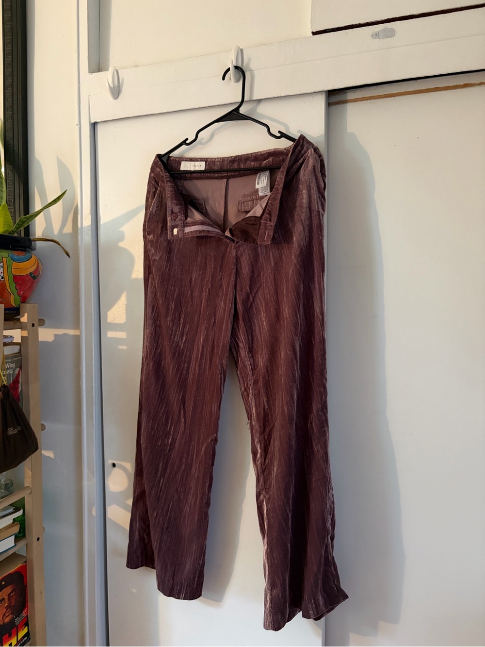 Zara Women's Wide-Leg Velvet Pants - Deep Plum